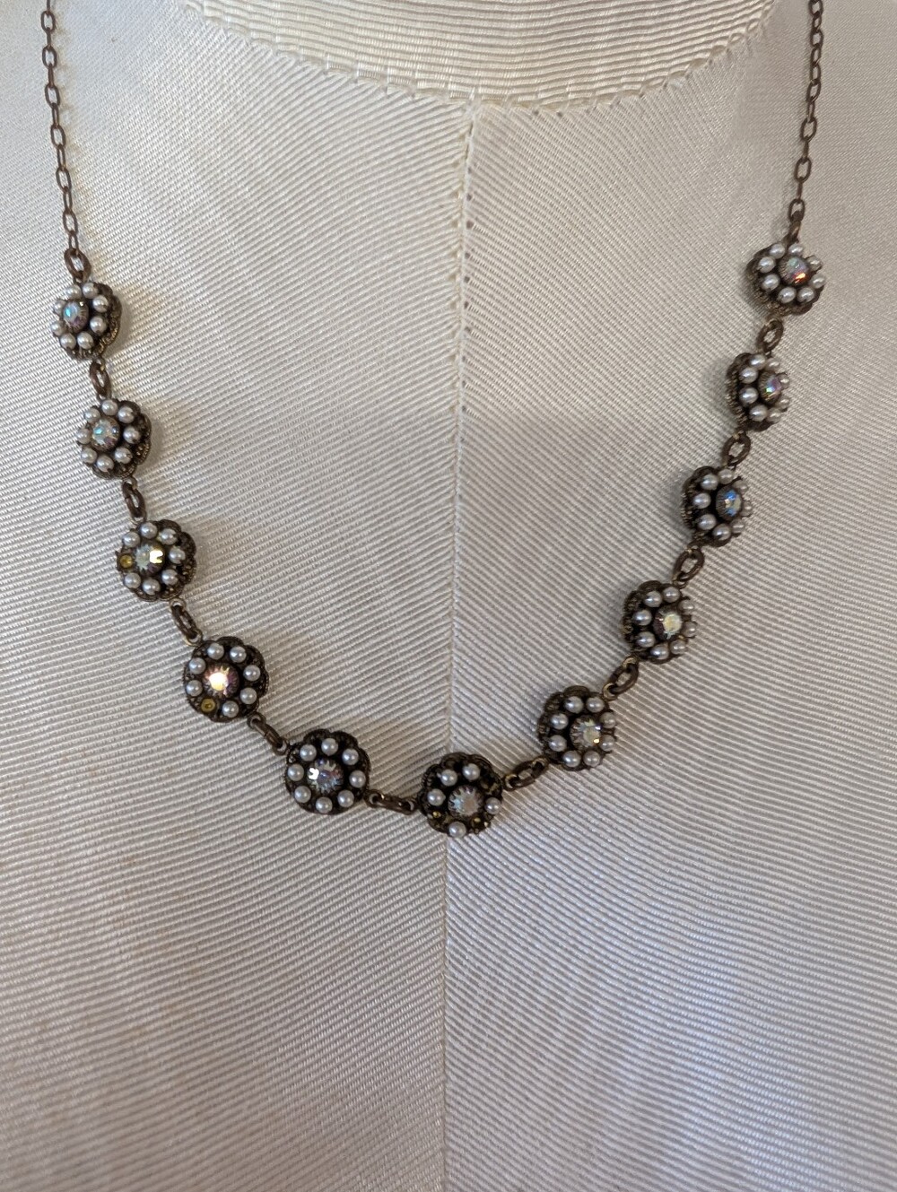 Vintage Necklace By Liz Palacios SF Crystal Cluster  Iridescent Rhinestone